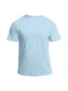 KIT 3 Basic Plain Men's T-Shirts 100% Cotton 30.1 - 淡藍色+淡粉紅色+黃色 - 查看 4