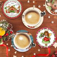4pcs/8pcs Christmas Themed Coasters, Christmas Pattern Absorbent Pads For Coffee, Drinks, Kitchen, Table, Room, Bar Decor, Holiday Gifts