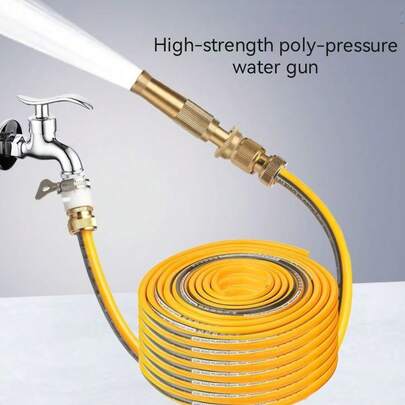 1pc High Pressure Car Wash Water Gun With Hose, Retractable Soft Hose, Home Cleaning Tool For Car Washing, Gardening, Vegetable Washing, Durable And Convenient