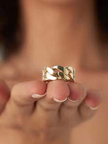 925 Sterling Silver Twisted Hollow Ring, Luxurious & Elegant, Suitable For Business Events, Parties, Daily Wear, Women's Jewelry, Gift For Family And Friends - Gold - View 10