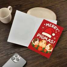 1pc "Guinea Pig - Themed Merry Pigmas" Greeting Card With Envelope - Charming Holiday Card For Pals, Christmas Spirit, Showing Warmth To Her/Him, Pal Christmas Gifts - Multicolor - View 8
