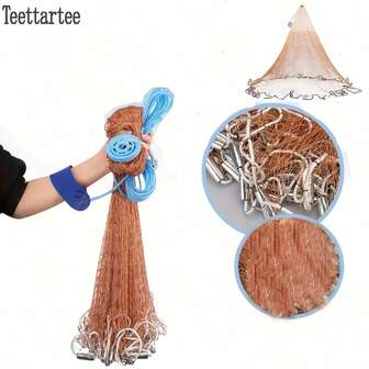 Teettartee Tire Line Hand Cast Net, American Style Hand Throw Net, River Cast Net, Sea Throw Net