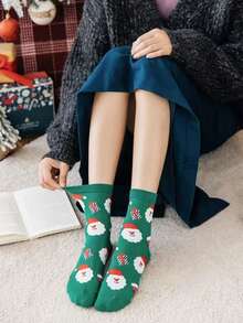 4 Pairs Christmas Socks Woman Funny Santa Claus Christmas Snowman Socks Kawaii Cartoon Animal Girl Cute Novel Christmas Gift Socks