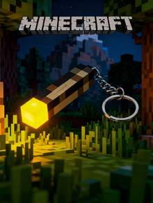 Minecraft Chaveiro decorativo com lanterna de pixel da série Comemorativa, 1 peça, luz noturna, iluminação para aventura ao ar livre, carregamento USB monocromático/sete cores do Minecraft, lanterna com cabo de carregamento, luz noturna, luz decorativa para atmosfera, lanterna, luz ambiente LED para quarto, sala de jogos, corredor, decoração para casa, coleção de presentes de jogos eletrônicos, decoração para festa, presente de Natal