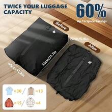 Travel Compression Bags, Reusable Zipper Vacuum Storage Bags, Space-Saving Luggage Organization Essentials - màu đen - Xem 5
