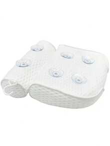1pc Bathtub Pillow, Neck And Back Support, 4D Mesh Bath Pillow With 6 Suction Cups And Hooks, Bathroom Accessories, Comfortable Bathing, Bath Sponge, Body Scrub, Bathroom Set, Bathroom Accessories Set, Bath Sponge, Bath Gloves - White - View 3