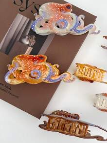 1件海洋系列髮夾，包含水母、旗魚、章魚、海龜、鯨魚、寄居蟹設計，女性髮飾 - 彩色 - 查看 4