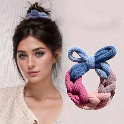 1Pc Butterfly Hand-Woven Hair Rope Thickened And Bold High Elastic Ponytail Head Rope Simple Ball Head Hair Band