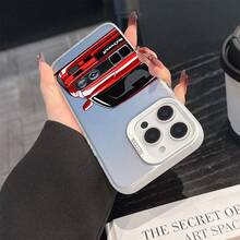 1 Stück Rennwagen Design Laser Farbverlauf Handyhülle, Mode, kompatibel mit Apple 16 & 17, geeignet für Halloween