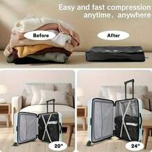 Travel Compression Bags, Reusable Zipper Vacuum Storage Bags, Space-Saving Luggage Organization Essentials - màu đen - Xem 4