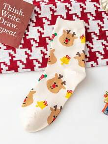 4 Pairs Christmas Socks Woman Funny Santa Claus Christmas Snowman Socks Kawaii Cartoon Animal Girl Cute Novel Christmas Gift Socks