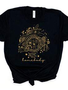 LOTR T-Shirt Vintage Homebody Shirt The Shire Wizard Shirts Home Of The Second Breakfast Tees  Short Sleeve Tees LOTR Gift. - 黑色4 - 查看 1