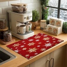 1pc Christmas Theme Trivet Mat, Christmas Pattern Absorbent Drying Mat, Kitchen Decor Coffee Machine Mat, Handmade Coffee Pot Draining Mat, Kitchen Floor Mat, Dining Table Mat, Kitchen Counter Dish Drying Mat, Breakfast Mat, Heat-Resistant Anti-Slip Drying Mat, Diatomite Drying Mat, Hides Stains, Super Absorbent Kitchen Mat, Easy To Clean Dish Rack Mat, Suitable For Kitchen, Dining Table, Cafe, Bar, Holidays, Parties, Home Decor, Holiday Gifts - Multicolor - View 9
