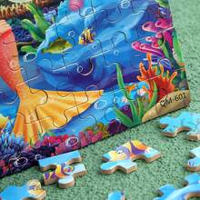 1 Box Of 60 Wooden Puzzle Pieces In Metal Box, Educational Jigsaw Puzzles With Puzzle Board, Kindergarten Gift,Puzzle Pieces,300 Pieces Puzzle,Hot Air Balloon Toy - Multicolor - View 7