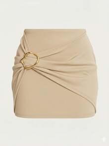Women's Short Skirt With Buckle Simple Ring Holiday Beach - 米色 - 查看 7