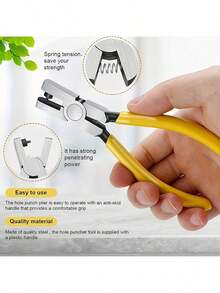1 Multifunctional Leather Hole Puncher With Alloy Non-Slip Handle, Suitable For Fine Punching Of Belts, Straps, Watch Straps, Collars And Other Items, Sewing Accessories - Yellow - View 3