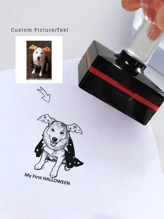 1pc Customized Cartoon Stamp, Square Pattern 4x4cm Self-Inking Stamp For Printing Your Logo, Image, Name, Couple Photo, Used For Scrapbooking, Cards, Invitations Back To School