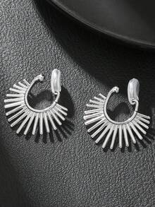 1pair Fashion Metal Sunflower Line Geometric Clip-On Earrings, Minimalist & Elegant, Suitable For Women's Daily Wear, Jewelry Gift - Clip - View 10