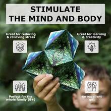 Shashibo Limited Edition Gartel Shape Shifting Box - Award-Winning, Patented Fidget Cube W/ 36 Rare Eartagnets - Designed By Digital Art Pioneer Laurence Gartel (4 Pack),23413076 - 橄欖綠 - 查看 5