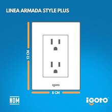 iGOTO PB105/2-B Contacto duplex aterrizados con Placa - Negro/Blanco - Ver 11
