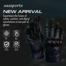 Motorcycle Gloves For Men And Women Full Finger Black Perforated Leather Motorcycle Glove Touchscreen Summer Hard Knuckled Armored Motorbike Gloves X-Large
