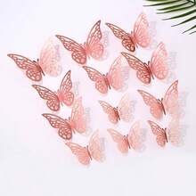 3D Butterfly Wall Decor For Living Room Bedroom Nursery - 48 Pieces With 4 Styles 4 Colors 3 Sizes - Gold And Silver Laser Effect Rose Butterfly Stickers - Easy Removable Adhesive Decorations For Home Party Wedding Event Decoration
