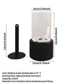 舒适便携式不锈钢室内壁炉 - 圆形玻璃条氛围灯营造温馨舒适的氛围 - 小巧节能，是居家或办公的理想之选，兼具装饰性和实用性。节日必备！打造完美约会之夜氛围！ - 彩色 - 查看 14