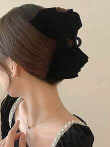 topshiny 1pc Women's Solid Color Velvet Rhinestone Extra Large Double Layer Bow Hair Claw Clip, Suitable For Party, Ball, Event, And Daily Wear, /Winter Hair Clips Hair Jaw Clip Hair Clamps Hair Clutch Hair Catcher Clip, Bow Accessories, School Stuff, College Fall Hair Accessories For Women For Vacation Outfits Woman