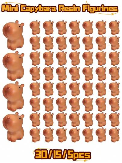 30pcs- Mini Capybara Resin Figurines Capybara Figure Ornament Miniature Animal Tabletop Outdoor Craft Decor For Garden Accessories, Children's Art Goods Back To School, School Supplies For Girls/Boys, Backpacks, School Supplies,Halloween, Christmas, Thanksgiving Party Favors