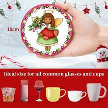 4pcs/8pcs Christmas Themed Coasters, Christmas Pattern Absorbent Pads For Coffee, Drinks, Kitchen, Table, Room, Bar Decor, Holiday Gifts
