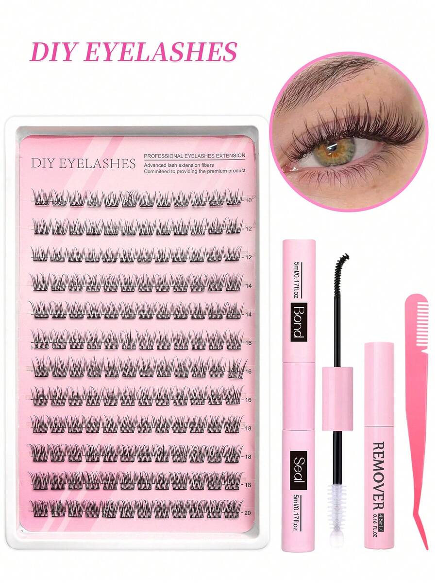 120PCS C Curl Wispy Natural Lash Clusters | MIX 8-16mm DIY Individual False Eyelashes, Easy To Wear & Reusable, Perfect For Daily Makeup, Natural Look Enhancement & Beginner-Friendly Lash Styling - Black - View 1