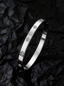 Silver Diamond Four-leaf Flower