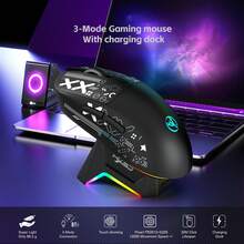 Nuevo ratón inalámbrico RGB, conexión Tri-Mode 2.4G, base de carga magnética táctil RGB, ratón macro, diseño ergonómico, adecuado para negocios/PC/Windows/computadora/portátil - Multicolor - Ver 5