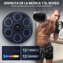 YOMYM Maquina de Boxeo Musical, Box Musical de Pared con Guantes de Boxeo, Entrenador de Box de Pared, para Hombres Mujeres Boxing Training, 12 Modos, 5 Colores de Iluminacin, Altura Ajustable - inicial - Ver 3