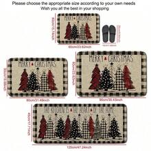1pc Christmas Doormat, Christmas Tree Decoration Floor Mat, Anti-Slip Christmas Indoor Doormat, Thickened Flannel Material, Soft, Comfortable, Easy To Clean, Suitable For Bedrooms, Living Rooms, Dining Rooms, Bathroom Entrances, Laundry Rooms