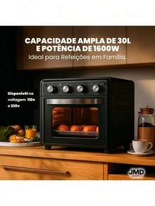Mini Forno Elétrico com Convecção 30L Compacto para Cozinhas com Pouco Espaço - Preto - Visão 11