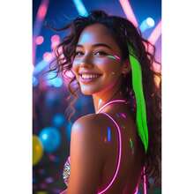 Fiestas Guirca Ensemble de cheveux synthétiques de 50 cm en couleurs jaune, bleu, orange, rouge, rose et vert, accessoires décoratifs pour bricolage et déguisements d'enfants, parfait pour projets créatifs, cosplay - Vert - Voir 3