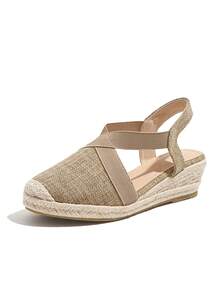 Breathable, Lightweight And Fashionable Rope Wedge Sandals With Closed Toe And Heel Design - Brown - View 9
