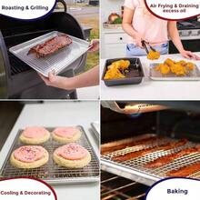 Bandeja Para Hornear Pequea Con Rejilla Para Enfriar, Bandeja Para Hornear Galletas De Aluminio Con Rejilla De Acero Inoxidable, Fcil De Limpiar Y A Prueba Dex ido - 9.6 X 13 - Juego de sábanas de un cuarto de 9,6" x 13" - Ver 6