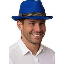 Fiestas Guirca Gangster Hat For Kids And Adults, Classic And Elegant Hat Available In Various Colors, Retro Design With Decorative Band, Ideal For Themed Parties, Period Costumes, Carnival And 20s Style Celebrations, Timeless Accessory For Events And Cultural Performances - Blue - View 3