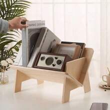 Wooden Tilted Tabletop Bookshelf Bookcase Rustic Desktop Storage Organizer Display Bookshelf