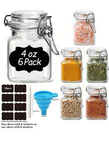 ComSaf 4-Ounce Glass Jars With LIDS, 12 Mini Sealed Glass Jar Sets, With 24 Labels And Pens, Spice Jars, Small Mason Jars, Square Cans With Sealed Steel Wire Clamping Devices, Labels, And Funnels For Jam, Honey, Kitchenware, Wedding Decorations, Etc - Multicolor - View 17