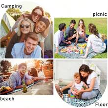 Manta Picnic con Almohadas, Tapete Picnic Impermeable, Prevencin de La, Playa Camping al Aire Libre, para 1 - 4 Adultos 150x 200cm u200EAzul Marino, 2 Capas, 1 Pack - Azul cian + 6'8" x 6'8" (Cuadrado) - Ver 7