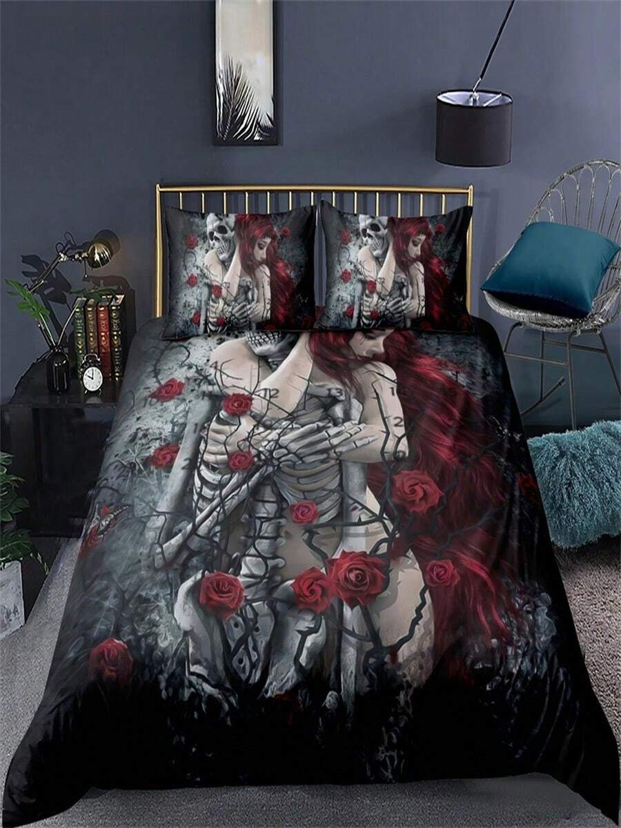 Extra-Large/King Size Skull Blanket, Skull Pattern Mattress Blanket, Suitable For Kids, Teenagers And Adults, Halloween Bedroom Decoration, Soft Blanket. - 白色 - 查看 1