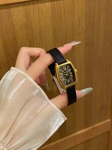 1件女士椭圆形罗马数字休闲优雅石英腕表，适合日常佩戴