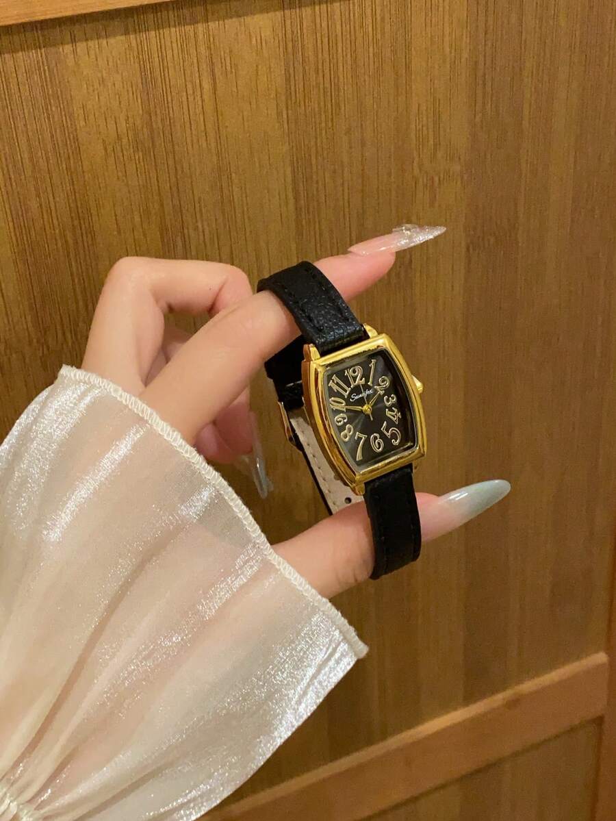 1件女士椭圆形罗马数字休闲优雅石英腕表，适合日常佩戴