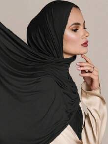 1pc New Style Large Size Jersey Hijab Shawl Soft Casual Solid Color Women Scarf