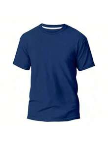 KIT 3 Basic Plain Men's T-Shirts 100% Cotton 30.1 - 米色+綠色+海軍藍 - 查看 4