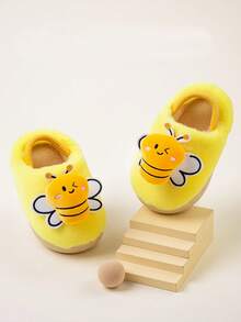 1 Pair Children's Indoor Slippers, Cute Bear Design, Warm & Anti-, Suitable For Boys, Toddlers, Autumn/Winter