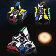 2 in 1 Cubo Giratorio, Cubo Giratorio de Velocidad,Cubo 3D Puzzle y Gira a tu Alcance, Cubo de Rubik de Juguete,Aliviar la presión, con Caja y Bolsa de Almacenamiento - blanco - Ver 5